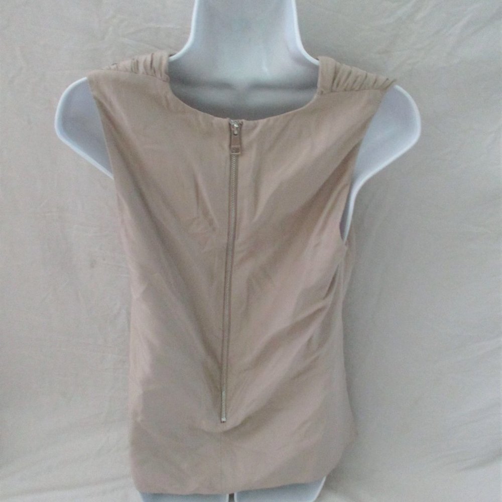 BURBERRY 100% SILK Ruched TOP BEIGE TAUPE 42 Shirt Blouse - Picture 3 of 6